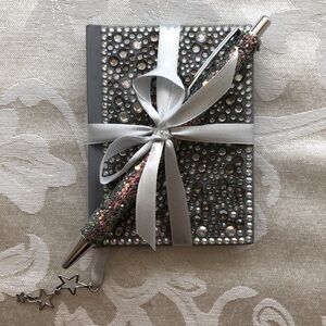 NWT Rhinestone-Covered Notebook & Glitter-Covered Pen Set